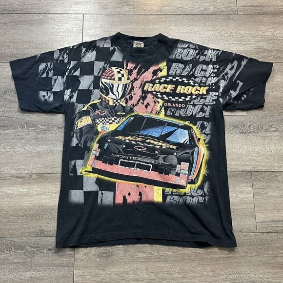 VINTAGE Nascar T Shirt Size XL Race Rock Orlando Black - Picture 1 of 5